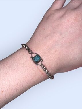 Vintage Sterling Silver Bracelet with Blue Topaz Stone